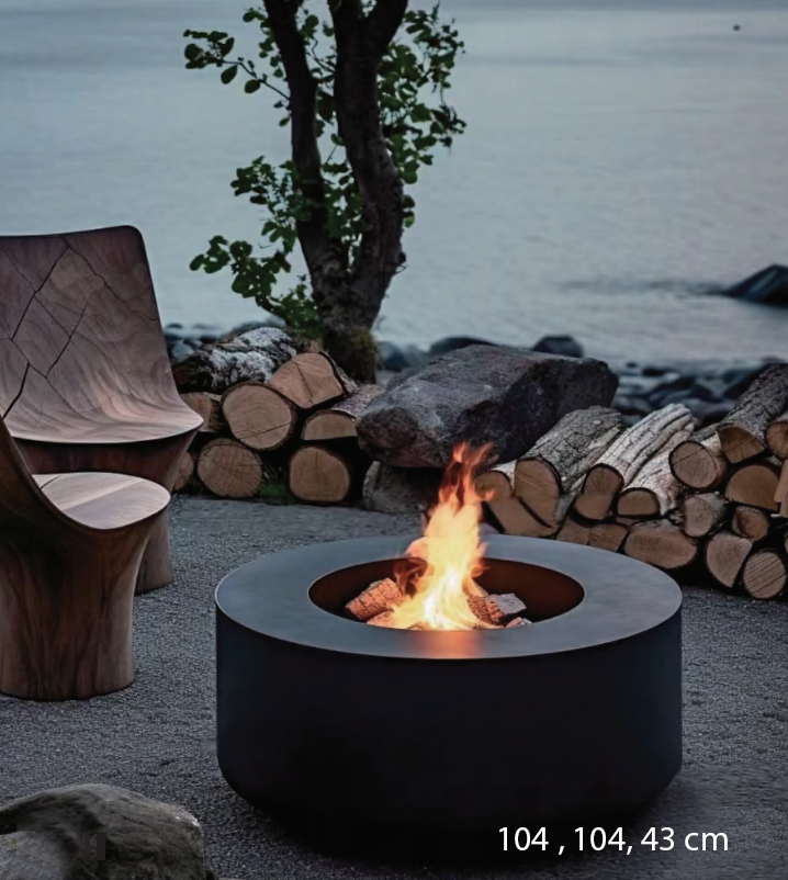 Fireplace Black Cylindrical