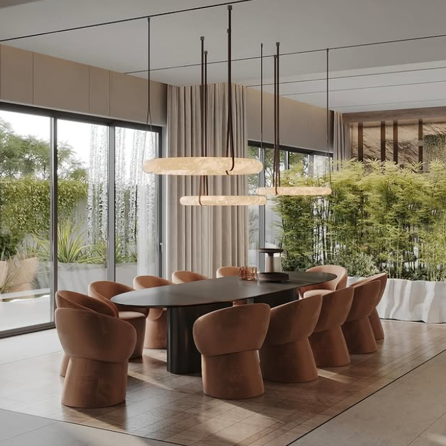 Round Alabaster LED Light