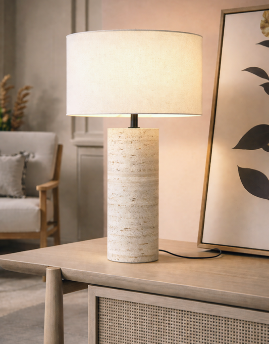Sarezzo Stone Cylindrical Table Lamp
