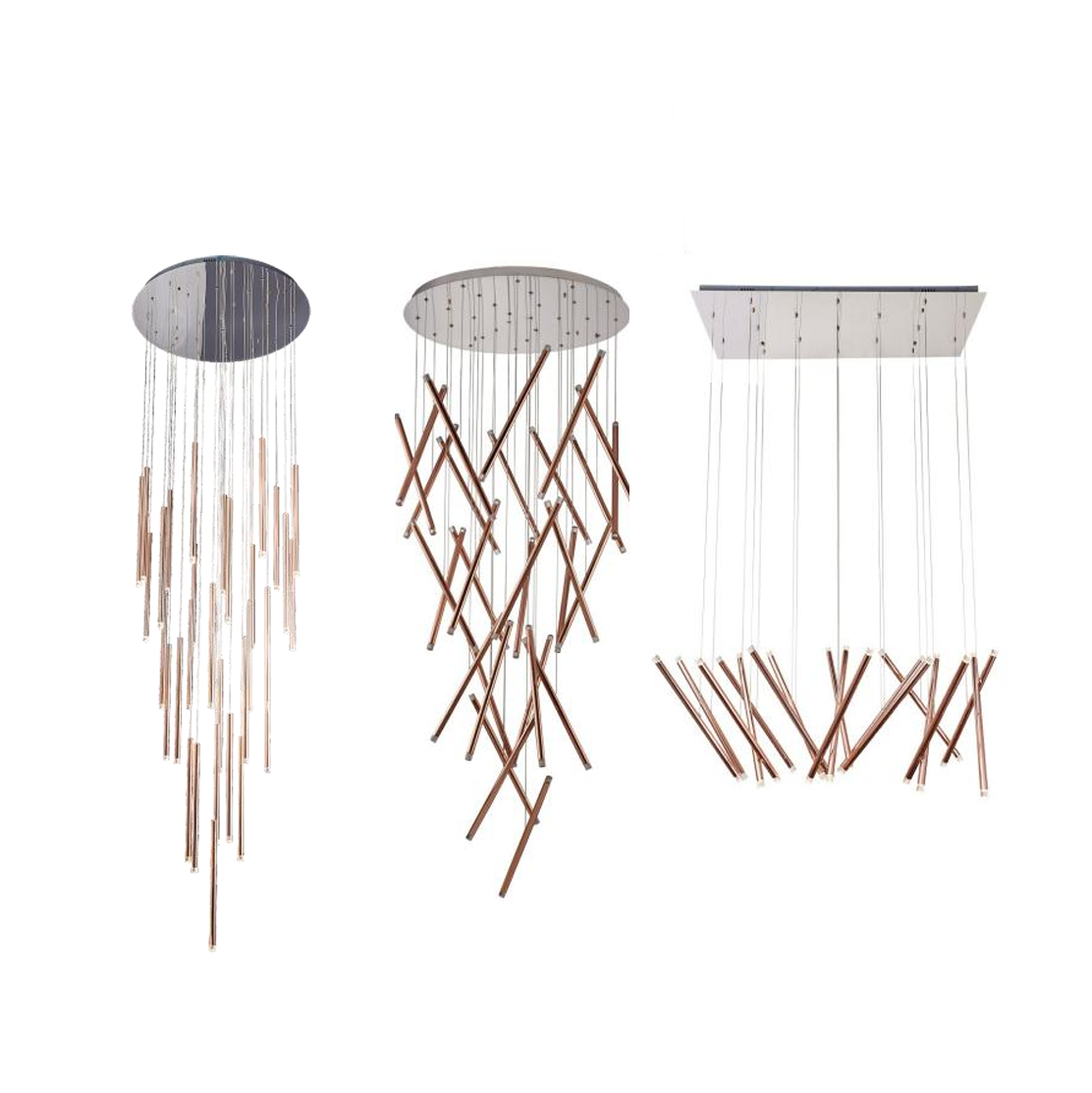 Light Metal Chandelier Lighting Water Pipe Tube Pendant Lamp