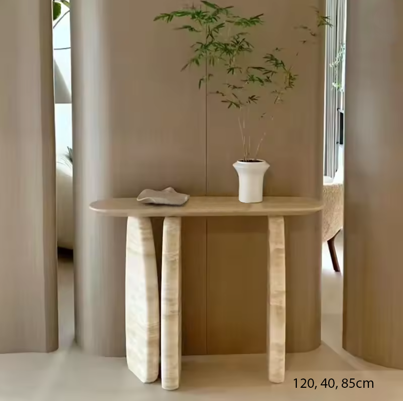 Travertine Console Table