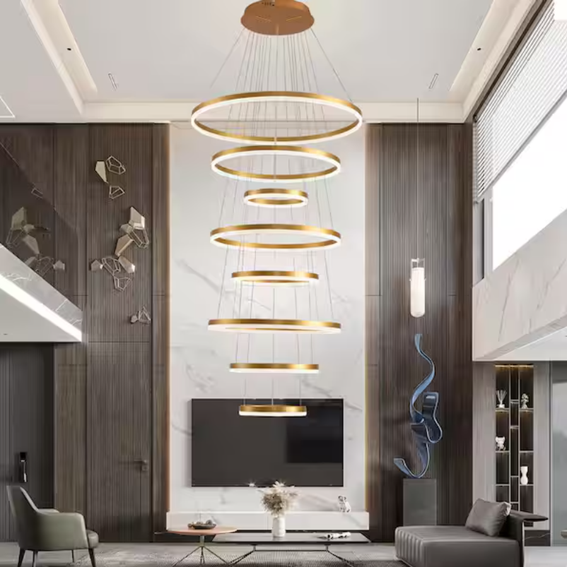 Muti-ring Black Staircase Chandelier