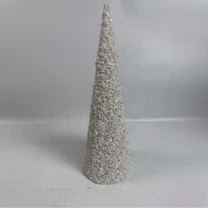 Silver Glitter Cone Tree
