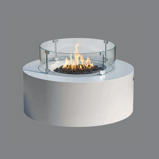 White Cylindrical Fireplace