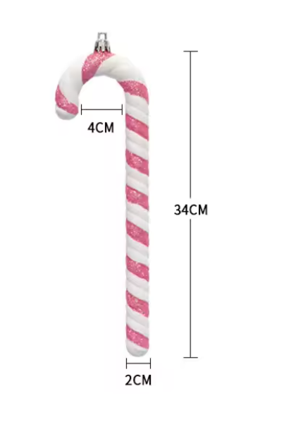Pink and White Glitter Candy Cane